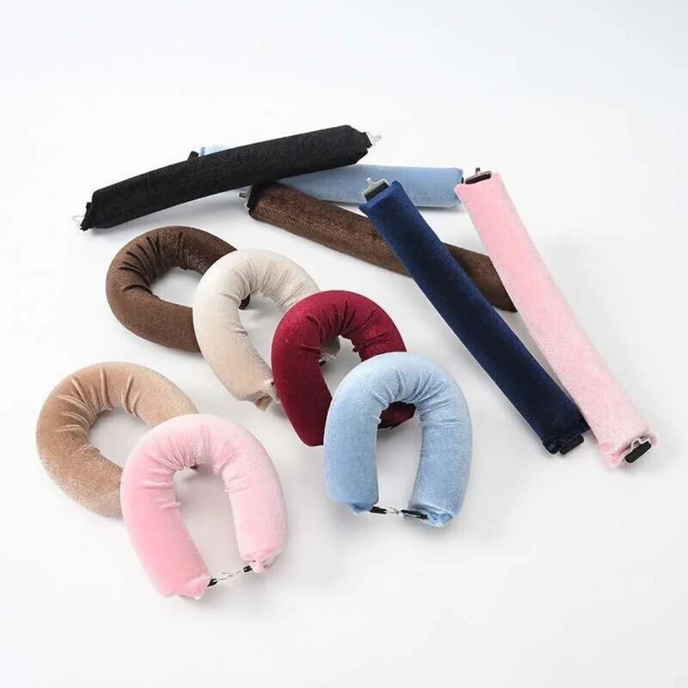 Heatless Hair Curler Rods Set 2Pcs Velvet Foam Hair Rollers and Satin Hair Scarf